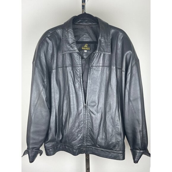 Neiman Marcus vintage leather jacket 44 chest - Picture 1 of 9